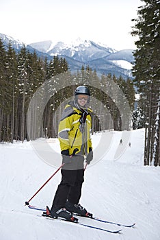 Young man skiing