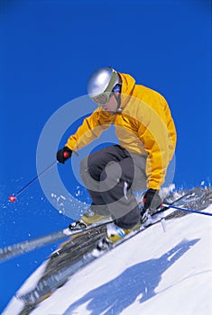 Young man skiing