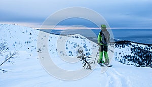 Young man on splitboard