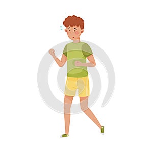 Young Man in Sportive Wear Running to Reduce Stress Vector Illustration