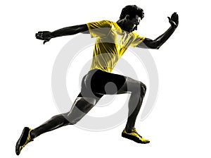 Young man sprinter runner running silhouette