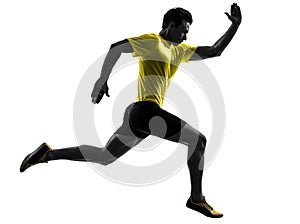 Young man sprinter runner running silhouette