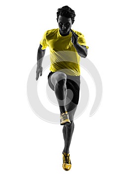 Young man sprinter runner running silhouette