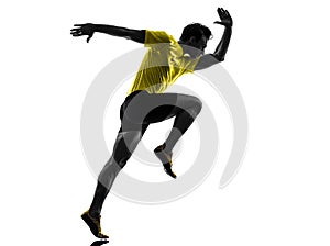 Young man sprinter runner running silhouette