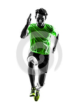 Young man sprinter runner running silhouette photo