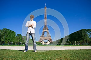 Young man standing on the Champs de Mars