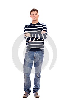 Young man standing firmly