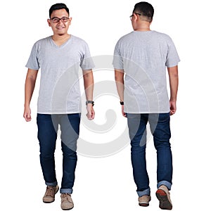 Young Man Standing, Grey Shirt Mock Up