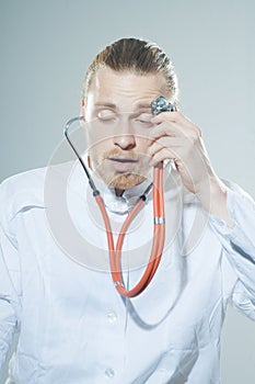 Young man with stethoscope