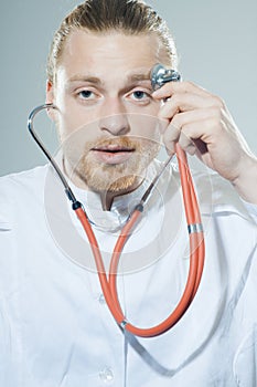 Young man with stethoscope