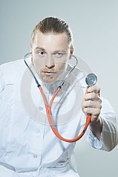 Young man with stethoscope