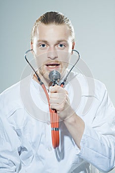 Young man with stethoscope