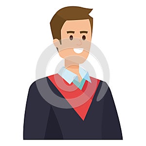 young man student graduated vector illustration