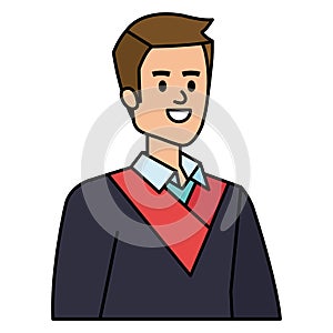 young man student graduated vector illustration