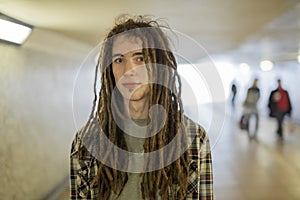 Young man in subway