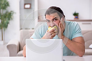 Young man suffering from toothache