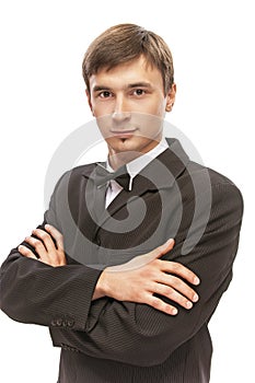 Young man in suit and bow tie