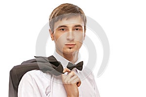 Young man in suit and bow tie