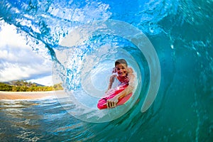 Young man surfing