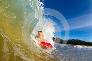 Young man surfing