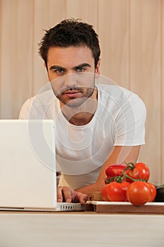 Young man surfing the internet