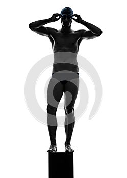 Young man swimmer swimming silhouette