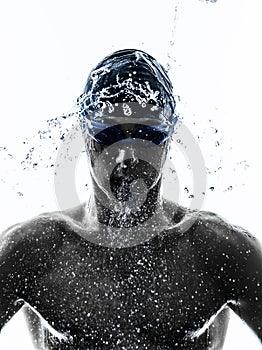 Young man swimmer swimming silhouette photo