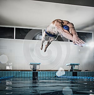 Young man in swimming pool