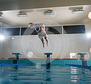 Young man in swimming pool