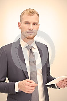 Young man tablet vintage effect