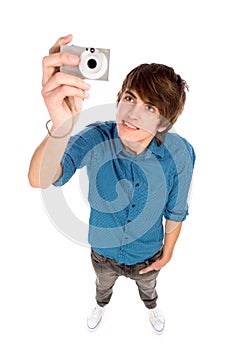 Young man taking pictures