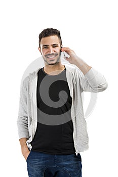 Young man talking on cell phone