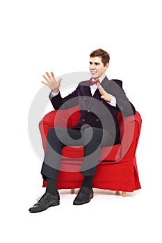 Young man talking and gesticulating