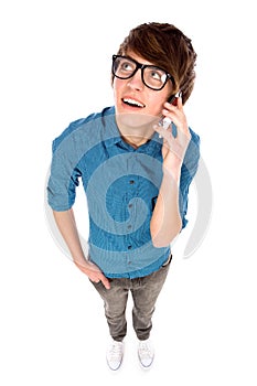 Young man talking on mobile phone