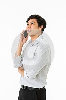 Young man talking on smartphone