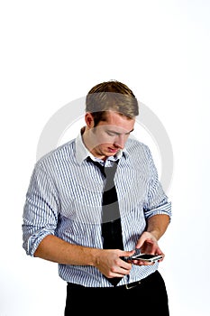 Young Man Texting with Smart Phone