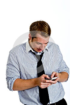 Young Man Texting with Smart Phone