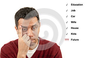 Young man thinking of future