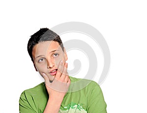 Young man in thinking pose