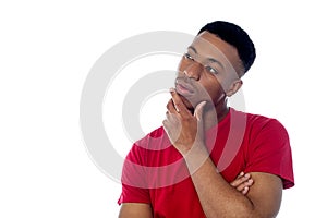 Young man thinking something