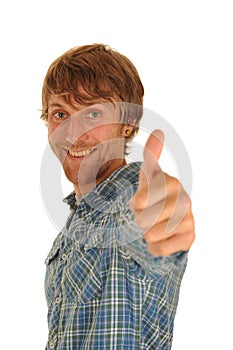 Young man with thumb up