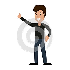 Young man with thumb up