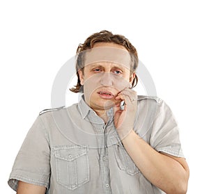 Young man with tooth ache