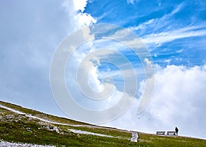 Young man on top of a mountain. Austrian alps, Tirol