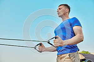 Young man training outdoor