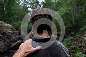 Young man turning around.