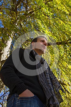 Young man under a willow photo