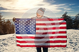 Young man with USA flag