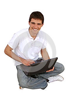 Young man using lap-top.