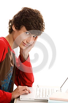 Young man using laptop